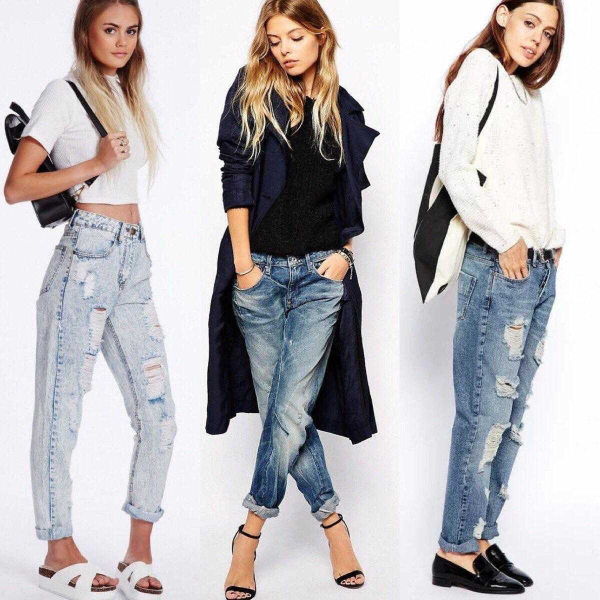 Комбинированные джинсы женские