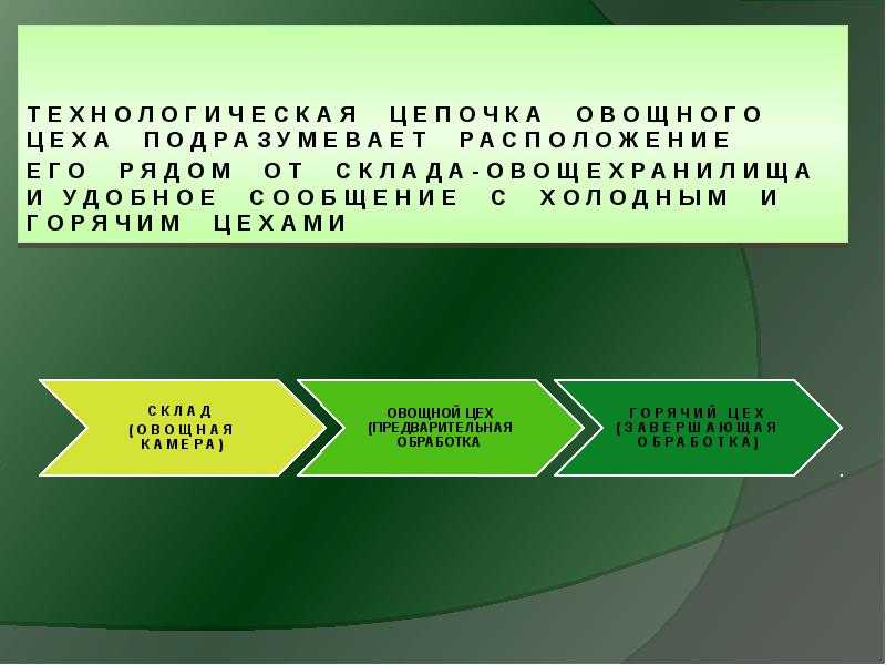 Оборудование, инвентарь, посуда, используемые в овощном цехе