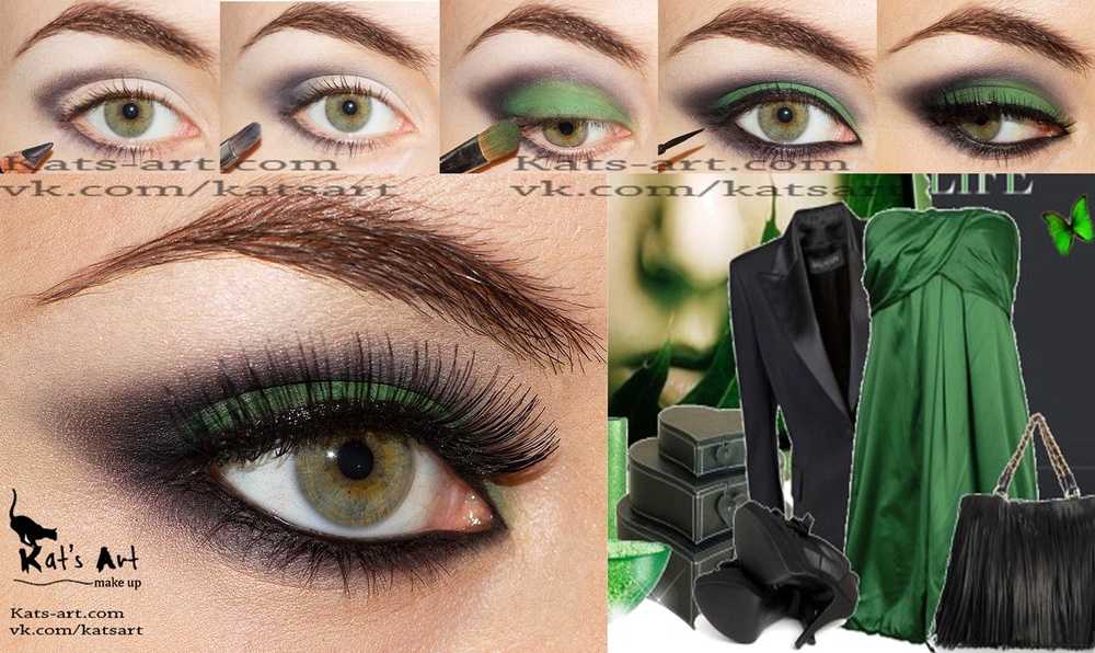 Макияж под зеленое платье и зеленые глаза