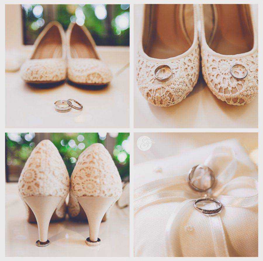 Бежевые туфли под белое свадебное платье