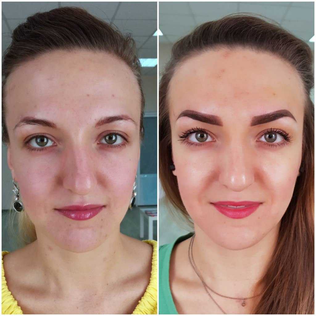 Брови перманентный макияж фото через месяц