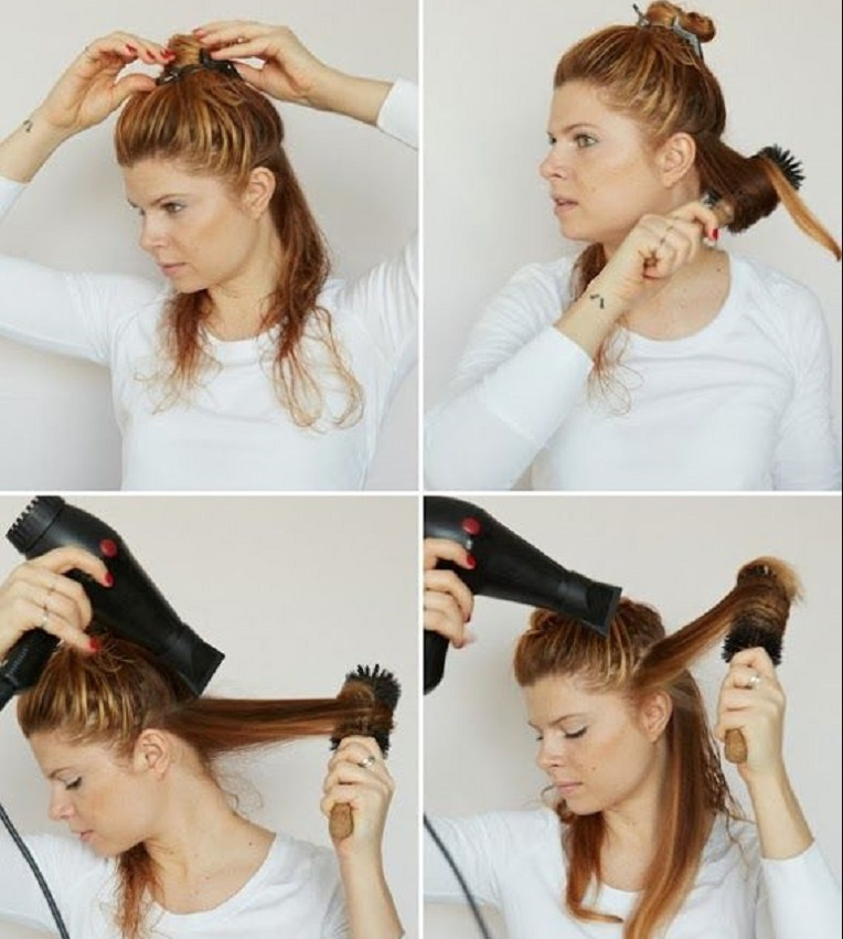 Как сделать укладку на средние волосы с помощью круглой расчески