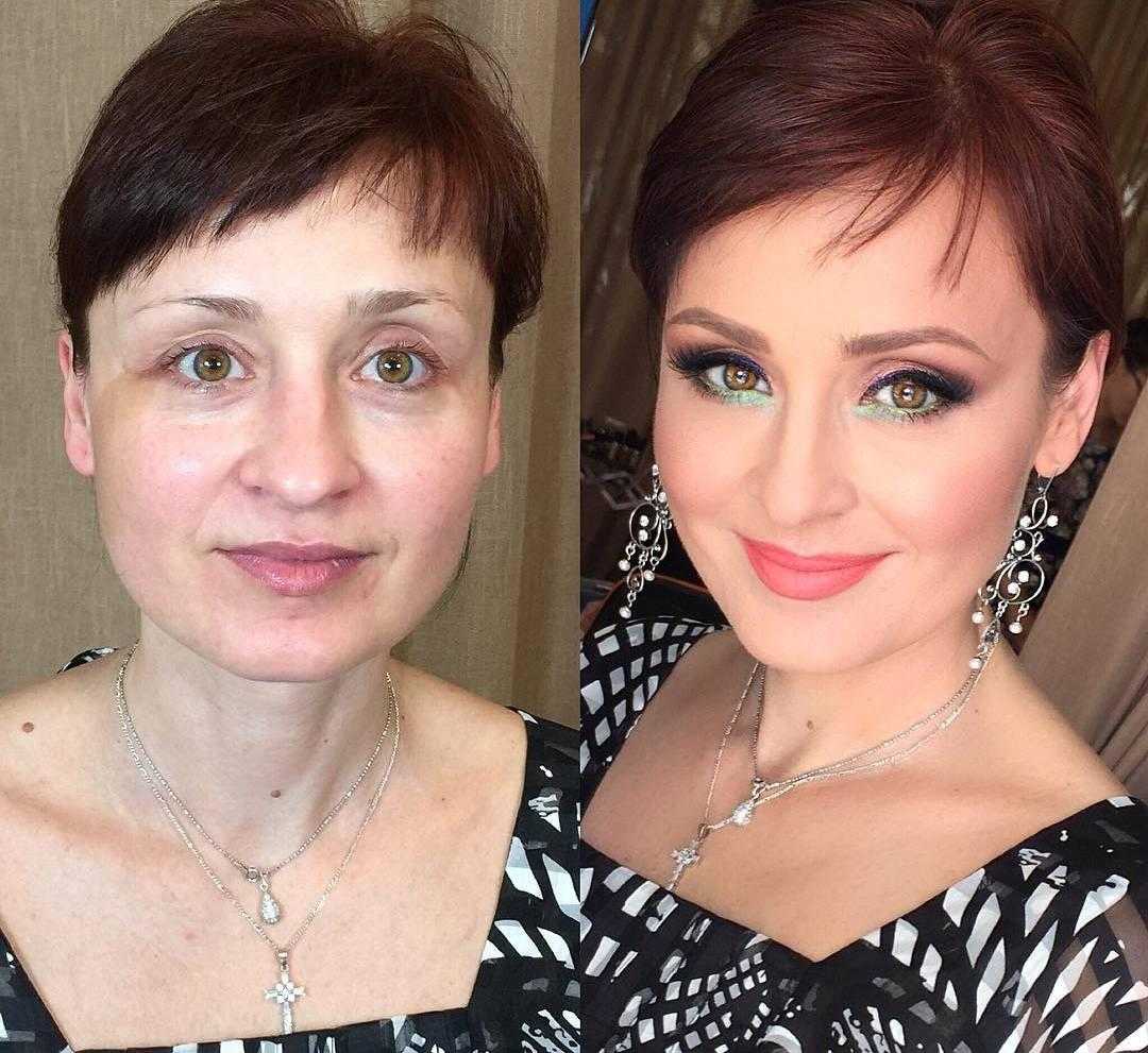Прически до и после нанесения макияжа