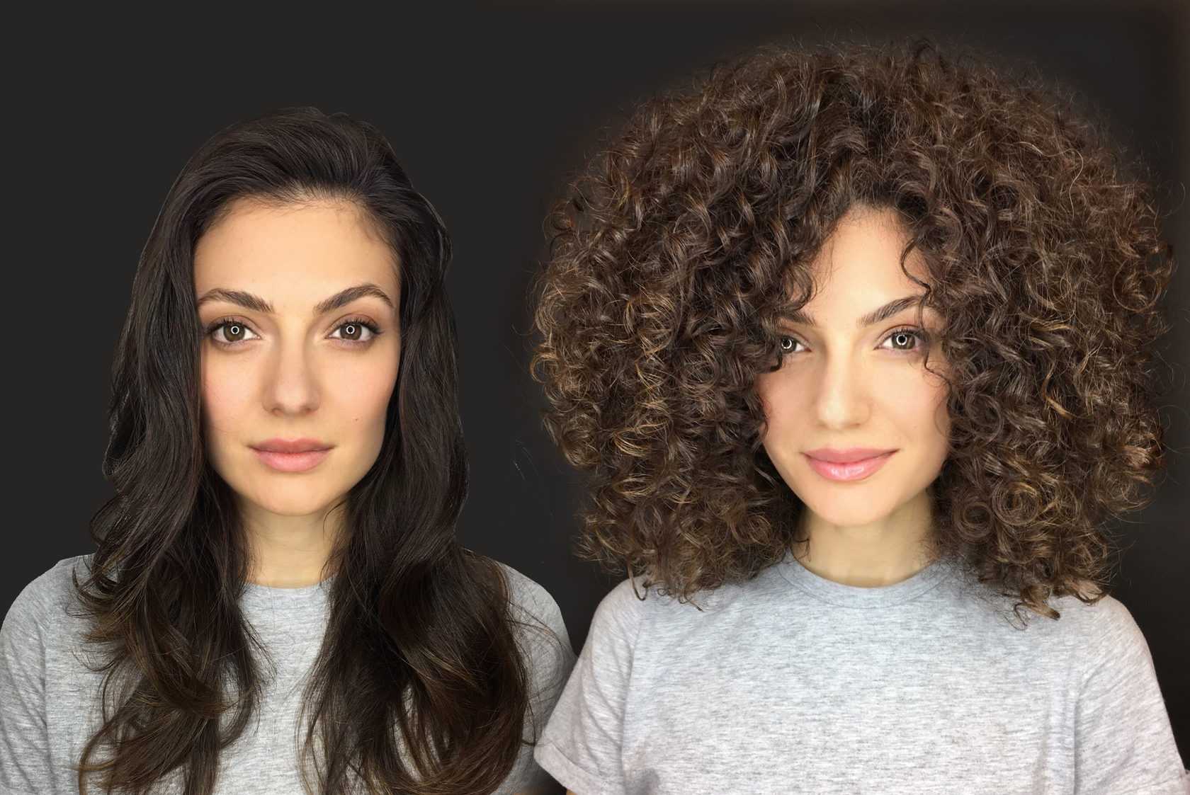 Как выглядит вертикальная химия на средние волосы фото до и после