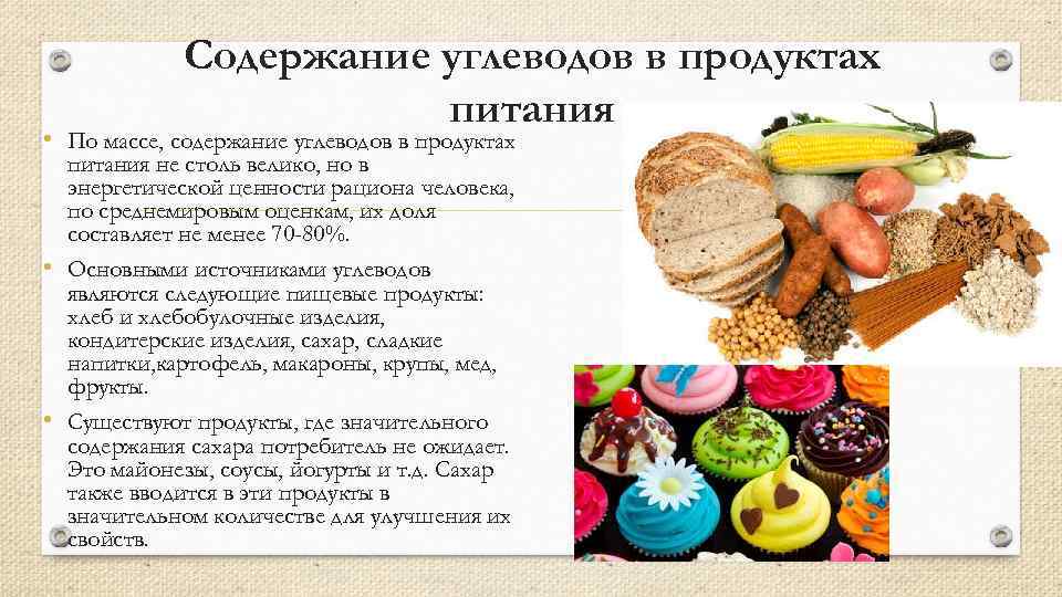 В каких продуктах содержатся углеводы (таблица)