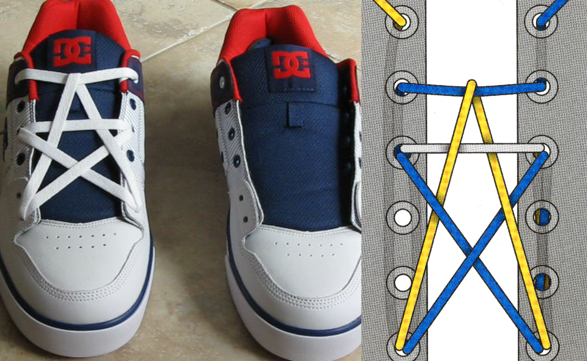 Завязать шнурки на кроссовках без бантика пошаговая инструкция