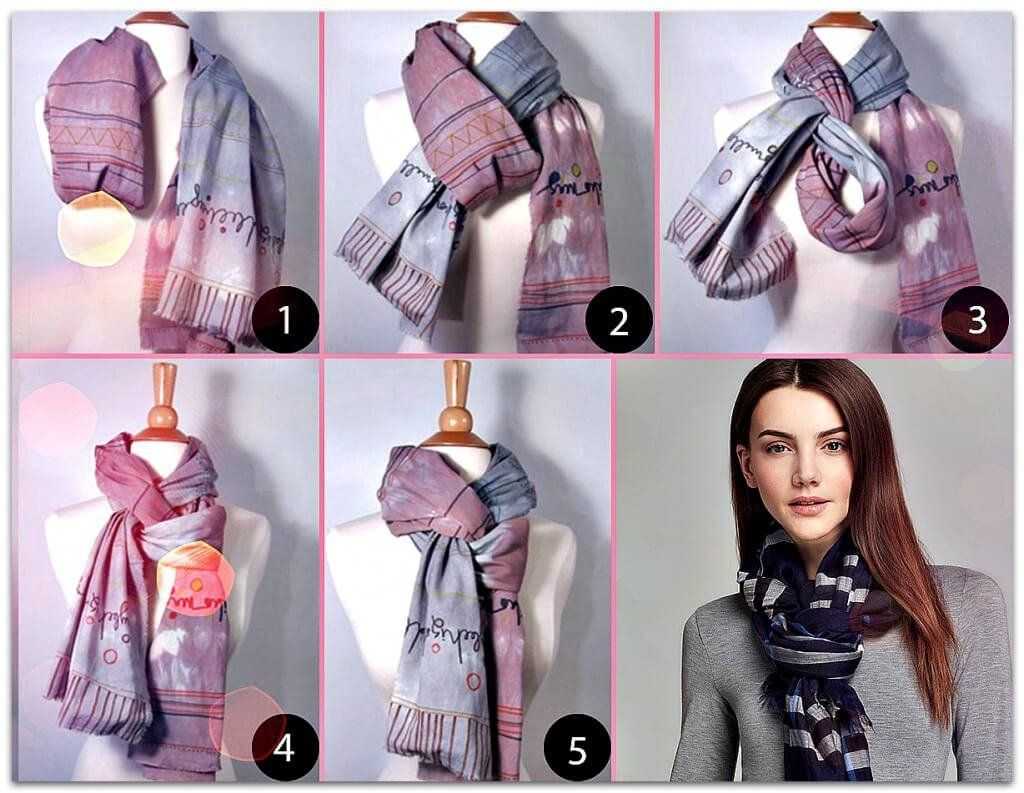 Как красиво завязать шарф на голове под пальто пошаговое
