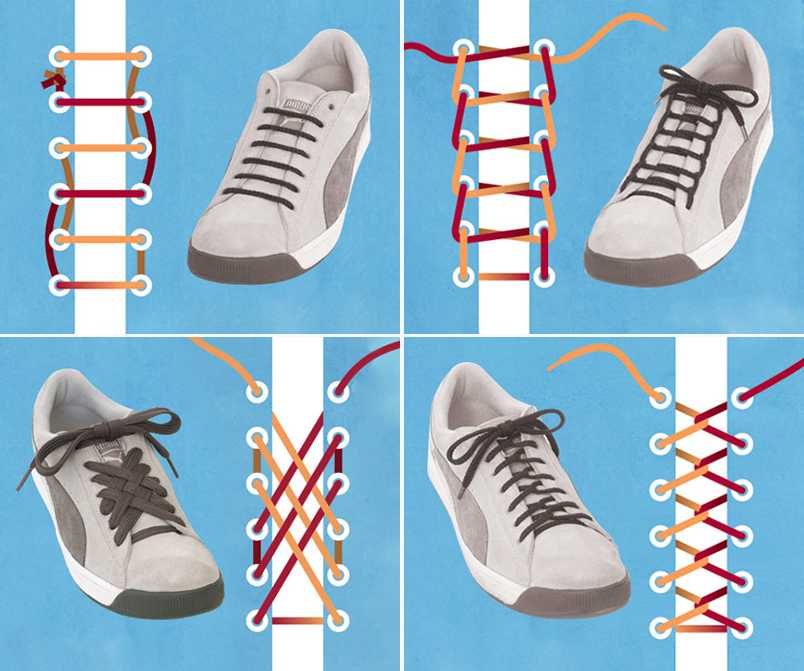 Как завязать шнурки на кроссовках красиво по шагово