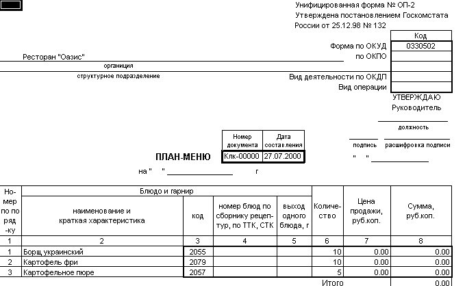 Контрольный расчет расхода специй и соли образец заполнения