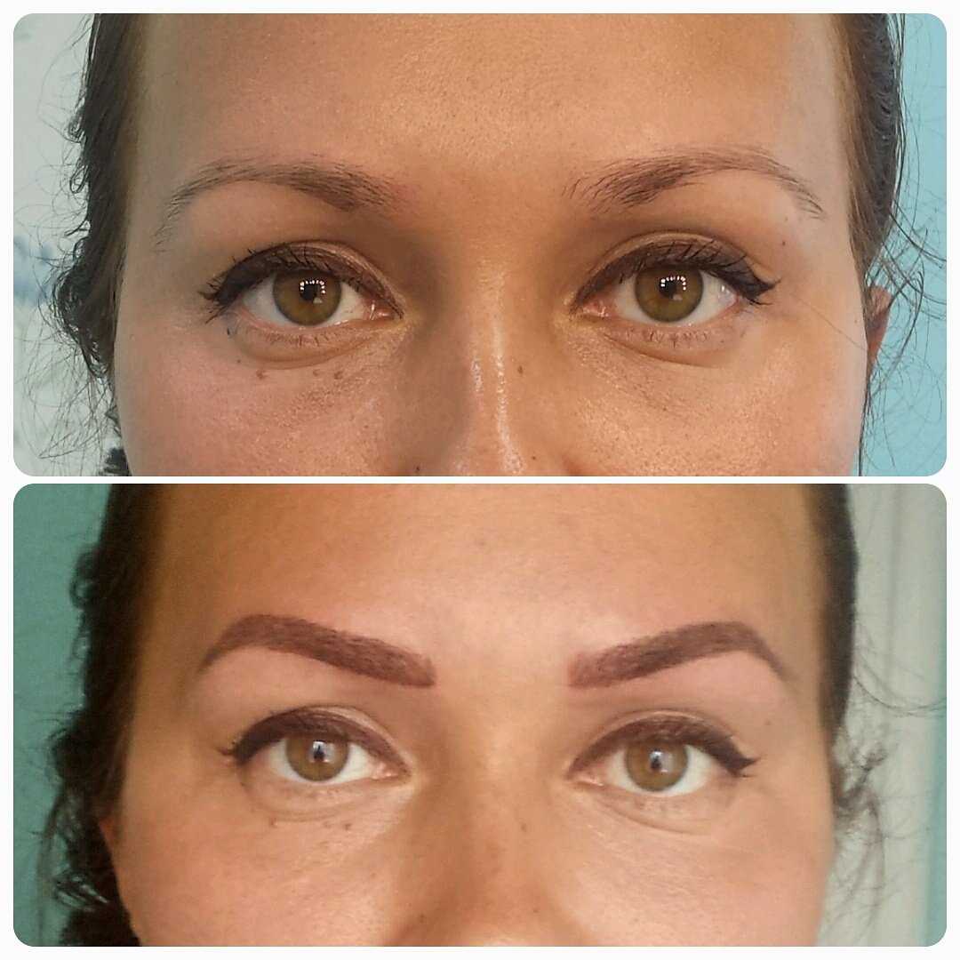 Перманентный макияж бровей фото до и после