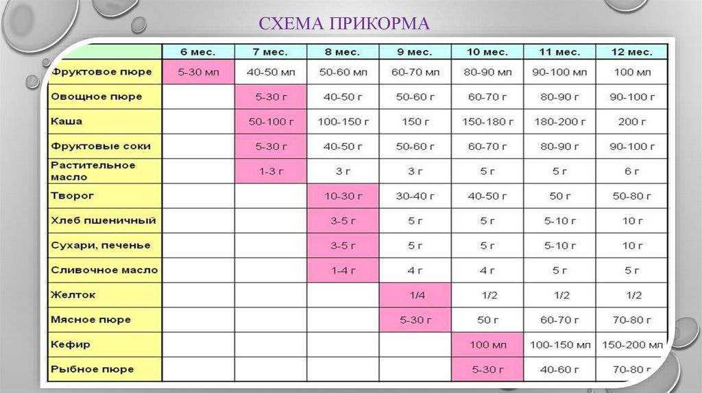 Схема питания ребенка