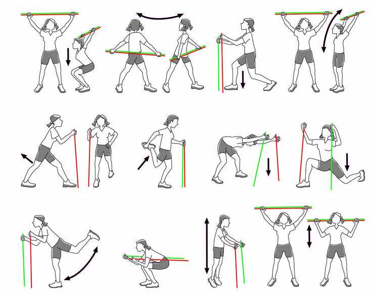Упражнения с гимнастической палкой для детей с картинками
