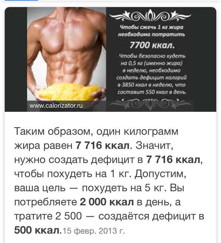 Сколько нужно сжечь калорий, чтобы похудеть на 1 кг?